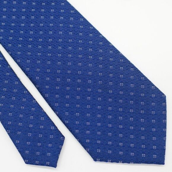 Van Heusen‎ Blue Check Woven Skinny Silk Tie - Picture 1 of 6